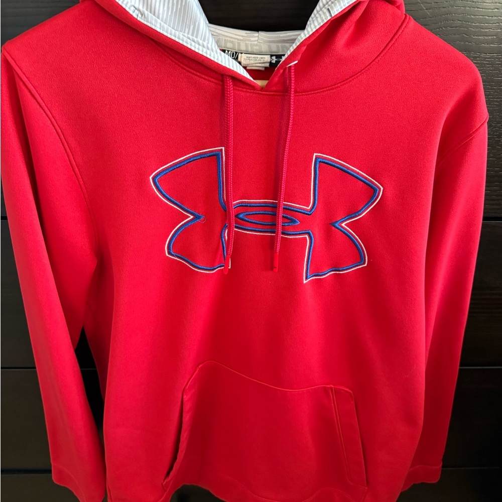 Under Armour Scarlet Hoodie with Blue Logo